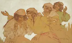 Joso Bužan, Dance of the Gypsies, 1922., chalk, tempera and pencil on cardboard