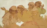 Joso Bužan, Dance of the Gypsies, 1922., chalk, tempera and pencil on cardboard