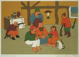 Ivan Generalić, In the Basement, serigraphy on paper