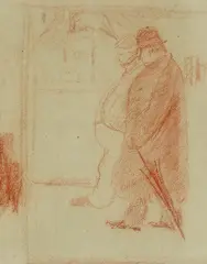Street of Two Figures by Milan Steiner, cca. 1918., chalk on paper, offered Sep 2026