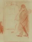 Milan Steiner, Street of Two Figures, cca. 1918., chalk on paper