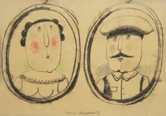 Vasko Lipovac, Man and Woman, 1982., charcoal and wood colors on paper