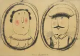 Vasko Lipovac, Man and Woman, 1982., charcoal and wood colors on paper