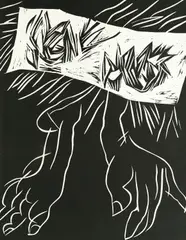 Edo Murtić, Hands, 1995., linocut on paper