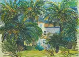 Edo Murtić, Palms, 1987., pastel on paper