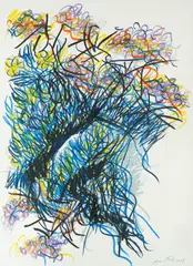Edo Murtić, Flowers by the Sea, 1989., pastel on paper