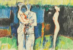 Zlatko Prica, Three Figures, 1986., pastel on paper