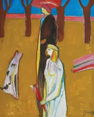 Girl and Dog by Zlatko Prica, 1999., oil on canvas, offered Sep 2026