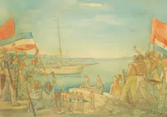 Ivo Režek, 1. Partisan Naval Detachment, watercolor on paper
