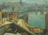 Ante Franičević, View of Split Harbor, oil on canvas