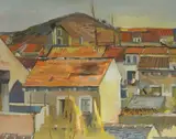 Marijan Trepše, Roofs, tempera on cardboard