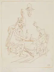 Ivo Režek, In the Tavern, 1967., tempera on paper