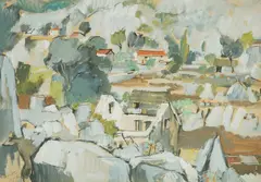 Mladen Veža, Coastal Landscape, 1963., gouache and tempera on paper