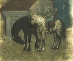 Ernest Tomašević, Black and White Horse, 1930., watercolor on paper