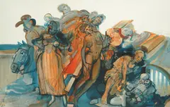 Rudolf Labaš, Carnival, 1998., oil on paper
