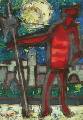 IVO VOJVODIĆ, Dubrovnik Summer Games, 1955., oil on hardboard