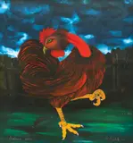 Martin Mehkek, Shy Singer, 1965., oil on glass