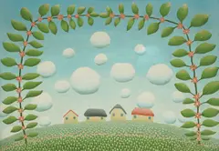 Ivan Rabuzin, Houses and Clouds, 1970., oil on canvas