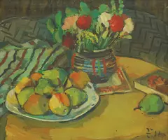 Željko Hegedušić, Still Life with Flowers and Apples, oil on canvas