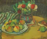 Željko Hegedušić, Still Life with Flowers and Apples, oil on canvas
