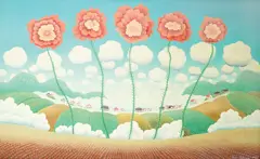 Ivan Rabuzin, Five Red Flowers, 1966., oil on canvas
