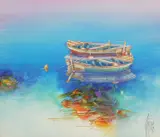 Vjekoslav Stipica, Boats at the Dock, acrylic on canvas