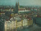 Mile Skračić, Zagreb Veduta, oil on canvas