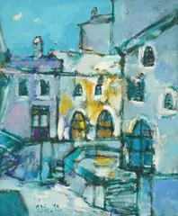 View in Blue by Edo Kovačević, 1992., oil on cardboard, offered Sep 2026