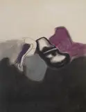 Nikola Koydl, Landscape in Black and Purple, 1975., charcoal and pastel on paper