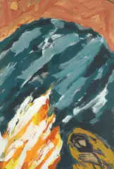 Đuro Seder, Hill, tempera and gouache on paper