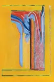 Nikola Koydl, Yellow Abstract with Blue, oil on canvas