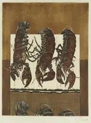 Ivica Šiško, Three Lobsters, 1979., copperplate and aquatint on paper