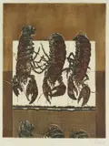Ivica Šiško, Three Lobsters, 1979., copperplate and aquatint on paper