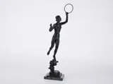 Jan Lichtág, Girl with a Ring, Around 1925, Patinated cast iron