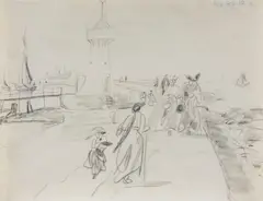 Lyonel Feininger, Mole von Swinemünde, 1911, Bleistift und Kreide auf Papier