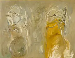 Rudolf Schoofs, Zwei Löwen, 1967, Öl auf Sperrholz