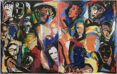 Helmut Middendorf, "Einsamkeit der Köpfe I", 1982, Kunstharz auf Nessel