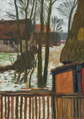 Fischerhuder Dorfstraße by Otto Modersohn, Um 1914, Öl auf Malkarton, sold Dec 2025