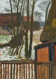 Otto Modersohn, Fischerhuder Dorfstraße, Um 1914, Öl auf Malkarton