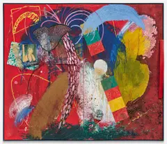 Michael Buthe, Das geheimnisvolle Leben der Pflanzen (Romy Haag I), 1980, Mischtechnik auf Leinwand