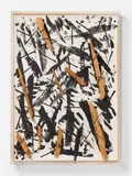 Günther Uecker, "Splitter", 1999, Acryl, Holz und Nägel auf festem Velin, auf Holzplatte montiert