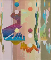 Johannes Molzahn, "Juggling with the Stars V", 1948, Öl auf Leinwand