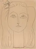 Pablo Picasso, Françoise au noeud dans les cheveux, 1946, Lithografie auf Arches (Wasserzeichen)
