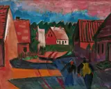 Max Pechstein, Dorfhäuser, 1921, Öl auf Leinwand