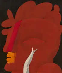 "7. Roter Kopf (mit rotem H-Hut)" by Horst Antes, 1970, Acryl auf Leinwand, sold Dec 2025