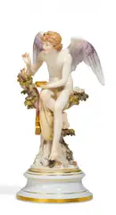 Meissen, Amor, Nachtigallen fütternd, Vor 1924, Porzellan, polychrom und gold staffiert