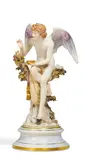 Meissen, Amor, Nachtigallen fütternd, Vor 1924, Porzellan, polychrom und gold staffiert