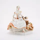 Meissen, Dame mit Mohrenkind, 1921, Porzellan, polychrom und gold staffiert