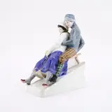 Meissen, Rodlergruppe, Vor 1924, Porzellan, polychrom staffiert