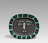 Pablo Picasso, Grey Face, 1953, Weißes Steingut, partiell farbig gefasst und glasiert; ceramic, Madoura edition